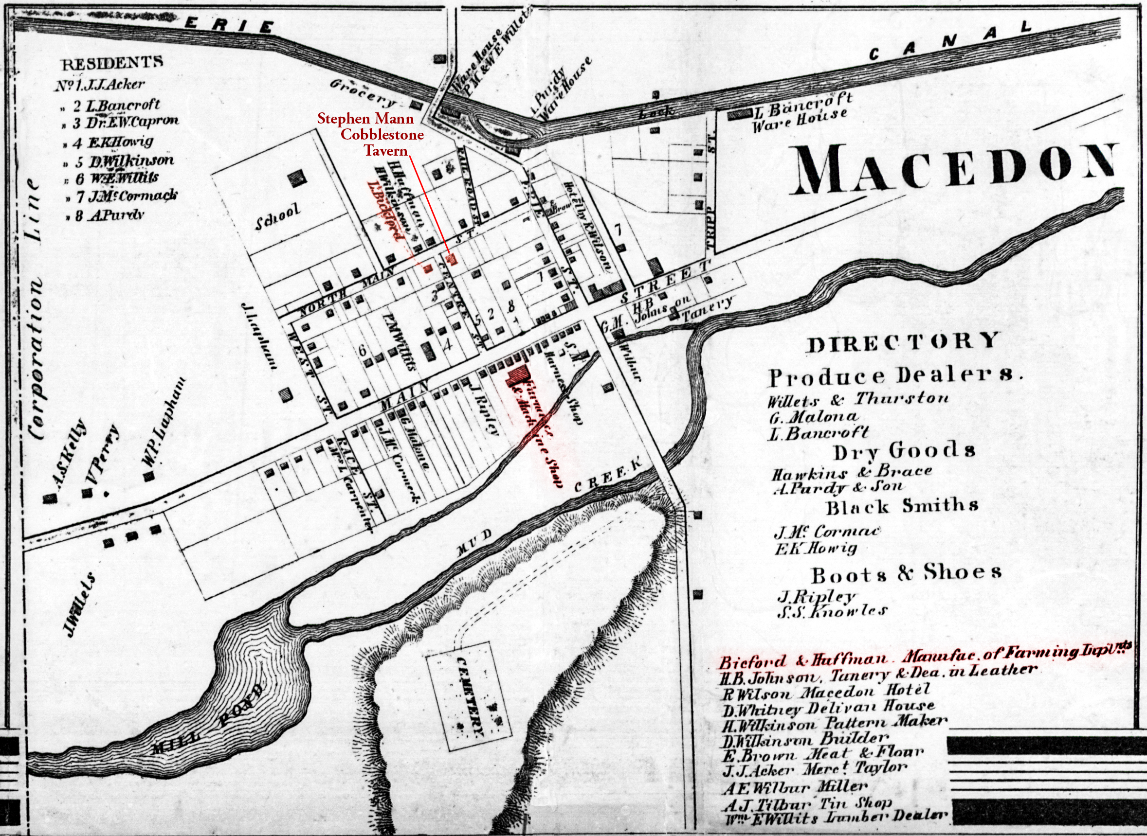 1858 Wayne County Mac-11 Excerpt Map